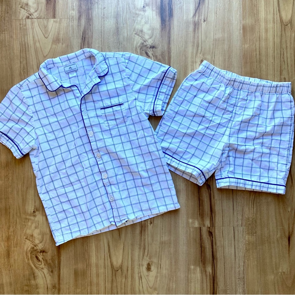 Petite Plume Kid’s Twill Pajama Short Set in Nantucket Tattersall